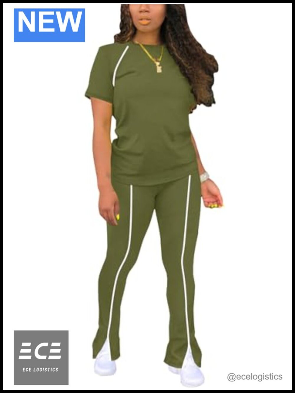 Women 2 Piece Workout Set Short Sleeve Flare Pants Tracksuit